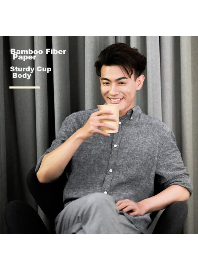 Deli 228ml Disposable Paper Cups, Natural Bamboo Fiber Thickened Cups/water Cups, 100 Count - Image 3