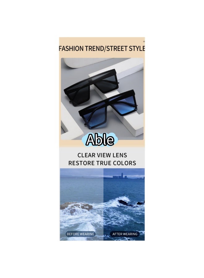 ABLE 【2025New Glasse】Polarized Large Frame Sunglasses - UV400 UV Protection, High-Definition Anti-Glare, Black Frame - Suitable for Fishing/Driving/Travel, Slimming Face Shape, Fashion Accessory - Image 3