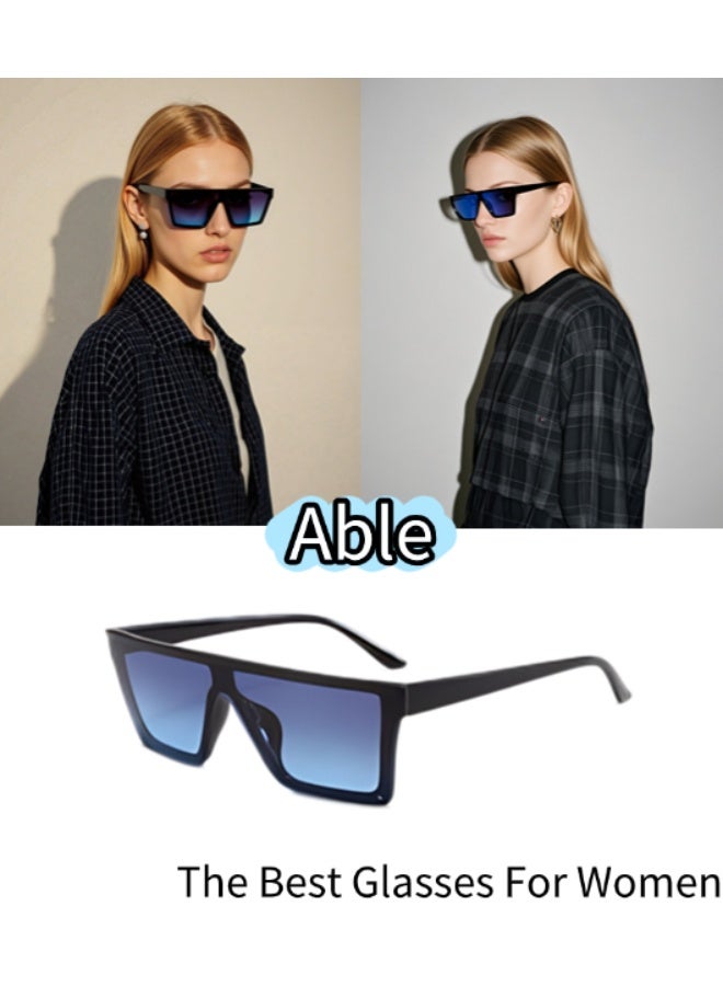 ABLE 【2025New Glasse】Polarized Large Frame Sunglasses - UV400 UV Protection, High-Definition Anti-Glare, Black Frame - Suitable for Fishing/Driving/Travel, Slimming Face Shape, Fashion Accessory - Image 1