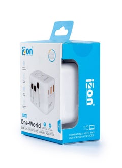 izon One World 20w Gan 3 Ports + AC Travel Adapter  - Image 1