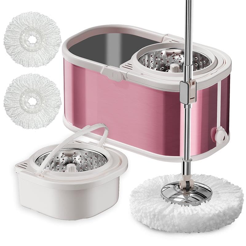 SYSVENT The Future ممسحة ميكروفايبر دوارة، مجموعة ممسحة ودلو بزاوية 360° للتنظيف مع إعادة تعبئة إضافية، نظام دلو Trueclean، منظف أرضيات ميكروفايبر بمقبض قابل للتعديل (2 إعادة تعبئة) - Image 1