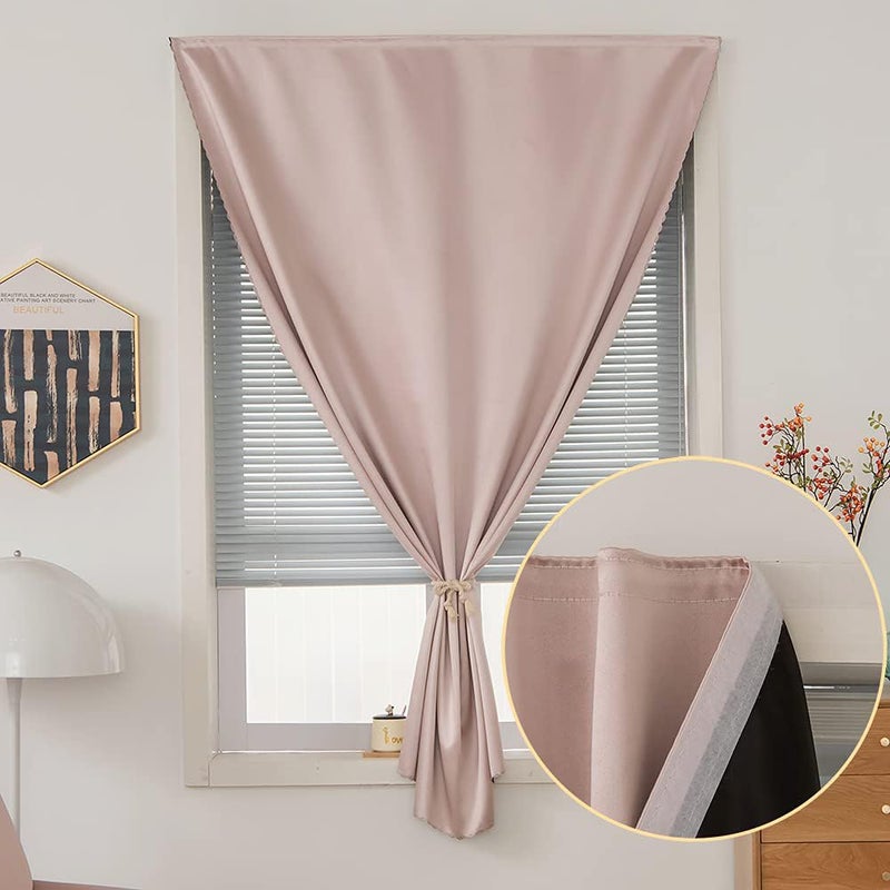 Jilron Autohesion Curtains for Windows,Bedroom Blackout Curtains for - Thermal Lnsulated No Drill Curtains Room Darkening Black Small Drapes, JILRON,(1 Panels,35Wx48L inch-Tender Pink) - Image 2