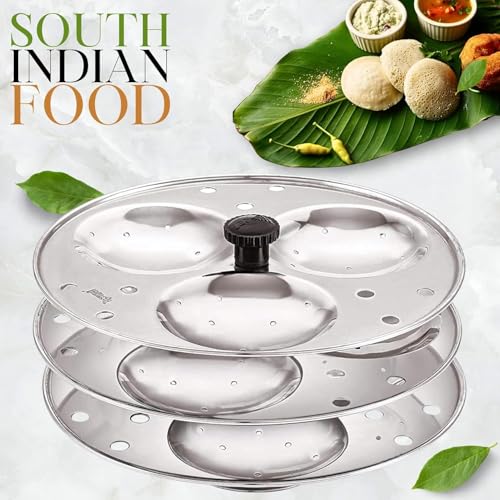 BLLUEX Stainless Steel Non-Stick Idli Plates Idli Maker| Idli Stand with Holes for Pressure Cooker, 3 Plate - Image 2