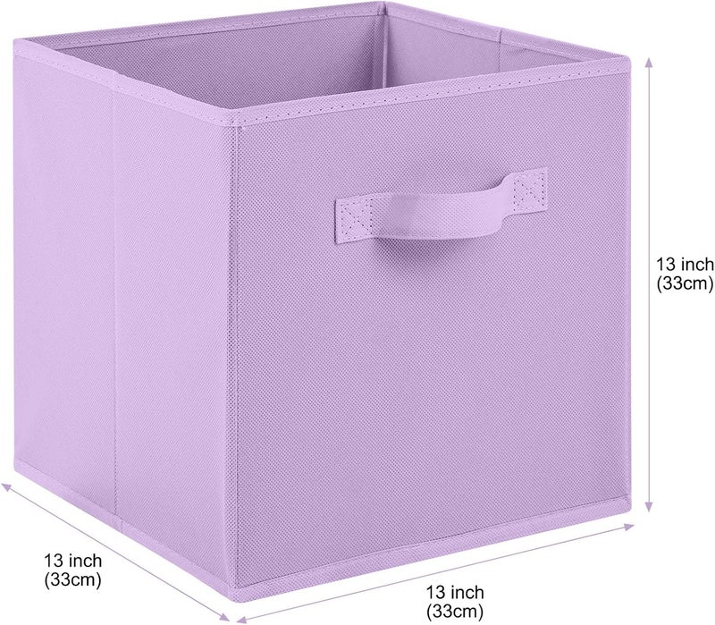 Stero 13x13x13 Inch Fabric Storage Bins 6 Pack Fun Colored Durable Storage Cubes with Handles Foldable Cube Baskets for Home, Kids Room, Closet and Toys Organization Purple, Pink, peachpuff - Image 2