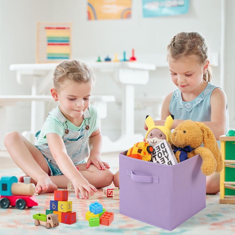 Stero 13x13x13 Inch Fabric Storage Bins 6 Pack Fun Colored Durable Storage Cubes with Handles Foldable Cube Baskets for Home, Kids Room, Closet and Toys Organization Purple, Pink, peachpuff - Image 5