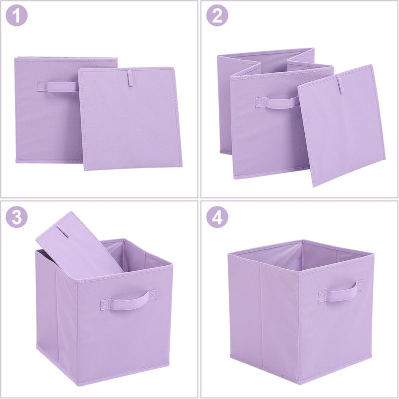 Stero 13x13x13 Inch Fabric Storage Bins 6 Pack Fun Colored Durable Storage Cubes with Handles Foldable Cube Baskets for Home, Kids Room, Closet and Toys Organization Purple, Pink, peachpuff - Image 3