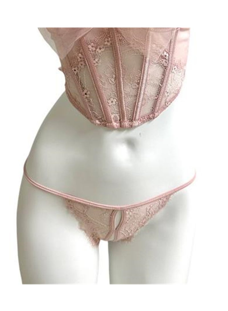 Mesh bow bra lace inner and fishbone bra corset bra - Image 2