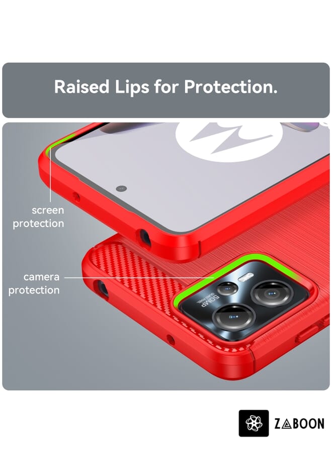 Zaboon Protective Case Cover For Motorola Moto G23 Brushed Texture Carbon Fiber TPU - Image 5