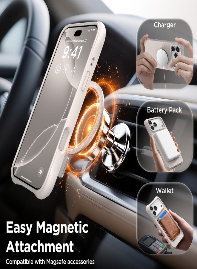 جراب COFFKER لهاتف iPhone 17 Pro، متوافق مع MagSafe، واقي شاشة + زر تحكم مدمج بالكاميرا من السيليكون، جراب مغناطيسي واقٍ مقاوم للصدمات لهاتف iPhone 17 Pro مقاس 6.3 بوصة، لون حجري - Image 3