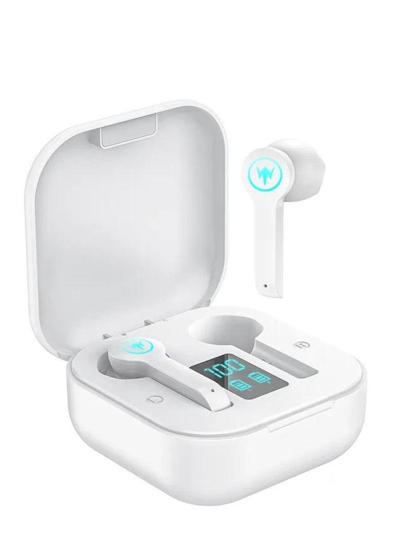 موديكس سماعات بلوتوث Moodix KI23K49 مع شاشة عرض الطاقة LED وتحكم ذكي باللمس، أبيض - Image 1