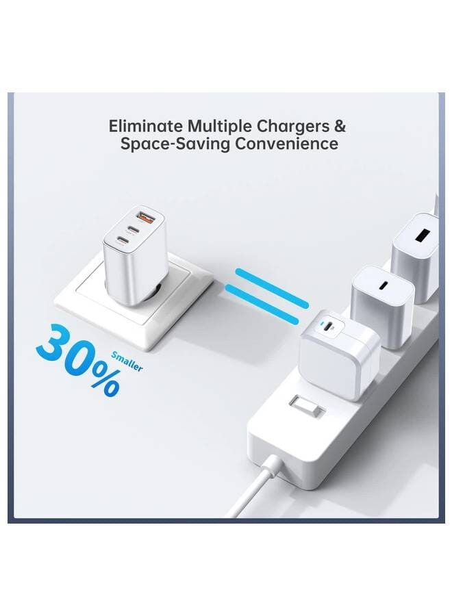 تشوتيك 30W PD Fast Charger – 3-Port USB Charging Block white - Image 4