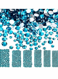 Y&D Nail Crystals Nail, Jewels Champagne Rhinestones, Round Beads, Flatback Glass Charms, Gems Stones with 6 Size (Peacock Blue, 2880 Pieces)  - Image 1