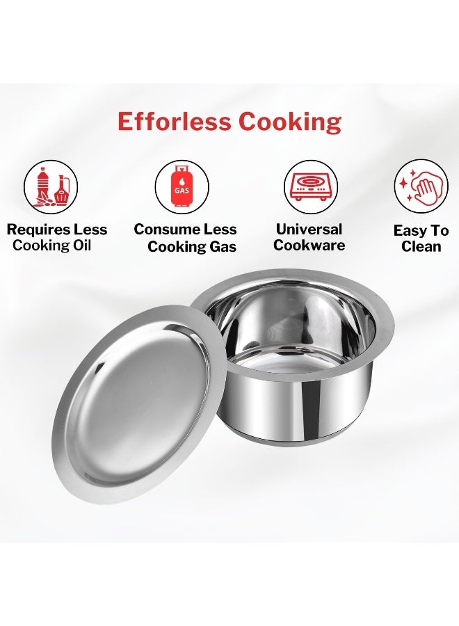 VINOD Stainless Steel 3 pc Tope Set/Cooking Pot/Boiling Pot with Capacity of 1 litres, 1.4 litres & 1.8 litres with Stainless Steel Lids, Gas Stove and Induction Friendly, SAS Bottom - Image 5