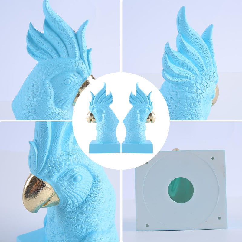 JOOMBE Blue Parrot Decorative Bookends,Set of 2 Cute Bird Animal Sculpture Book Ends to Hold Hevay Duty Books,Unique Resin Statues Book Stopper for Home Office Desk Bookshelf Decor - Image 4