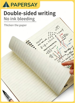 دفتر ملاحظات بحجم A5، صفحات مخططة، غلاف ناعم من ورق الكرافت، مناسب للمدرسة أو المكتب أو السفر، 120 صفحة/60 ورقة (أسود) - view 3