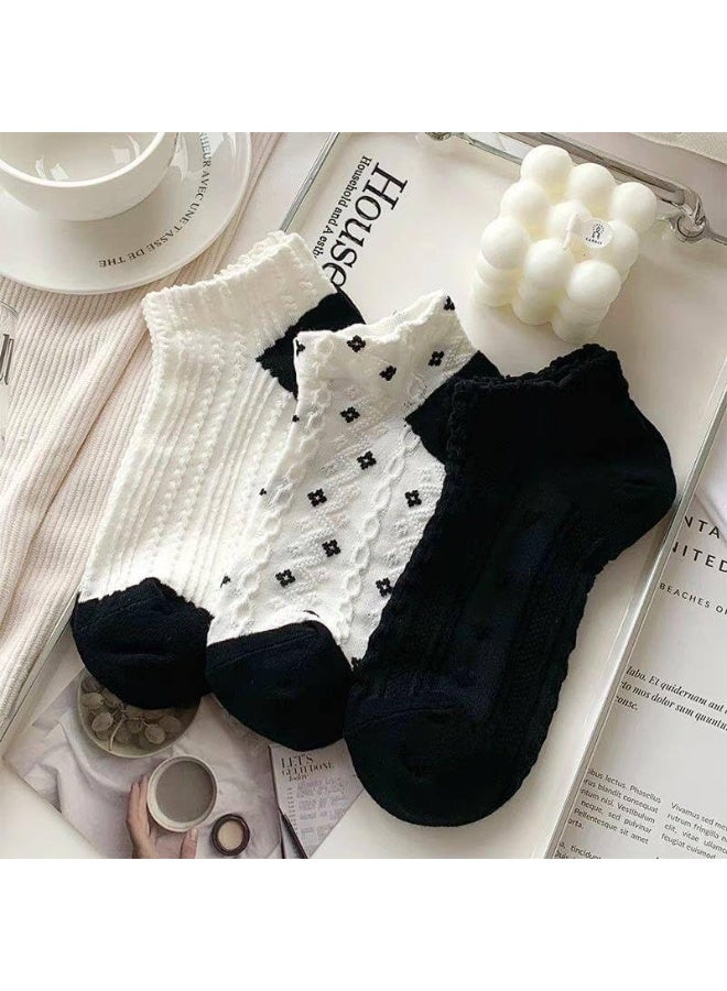 طقم شرابات كاجوال للنساء  (5أزواج +1 هدية) – جوارب قصيرة بطول الكاحل تصميم مودرن انيق - Image 5