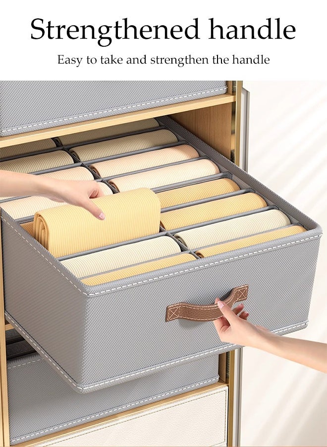 DUNISO 2 Pack Organizer Box with Compartment Dividers,10 Grids Collapsible Linen Storage Bins with Handles ,Multi purpose Storage Container for Home, Bedroom, Closet and Office  (Grey) - Image 3