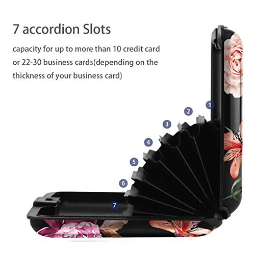 Coco Rossi Mini Credit Card Holder for Women,RFID Blocking Slim Hard Card Case ID Case Travel Wallet Black Rose Flowers - Image 4