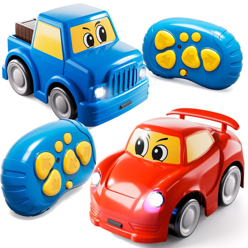 WATUDOU Remote Control Car for Toddlers 13 24 35 2 Pack Cartoon 24 GHz RC Cars for Kids Electric Hobby RC Car Toys Christmas Birthday Gifts Toys for Kids Boys Girls 2 3 4 5 6 Years Old - Image 3