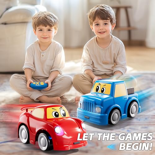 WATUDOU Remote Control Car for Toddlers 13 24 35 2 Pack Cartoon 24 GHz RC Cars for Kids Electric Hobby RC Car Toys Christmas Birthday Gifts Toys for Kids Boys Girls 2 3 4 5 6 Years Old - Image 5