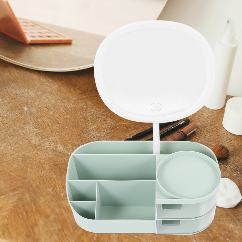2pcs Cosmetic Holder With Cosmetic Mirror Makeup Brush Holder Desktop Cosmetic Organizer - Image 4