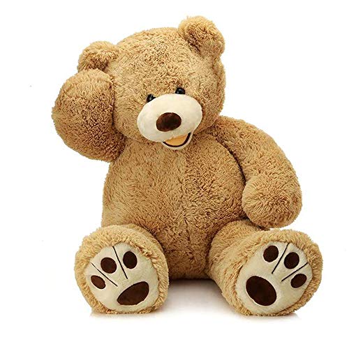 MorisMos Smiling Giant Teddy Bear 39inch Big Stuffed Animal Bears with Large Footprints Plush Gift Kids Girlfriend Boyfriend Light Brown - Image 1