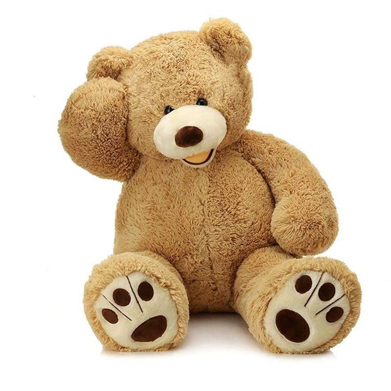 MorisMos Smiling Giant Teddy Bear 39inch Big Stuffed Animal Bears with Large Footprints Plush Gift Kids Girlfriend Boyfriend Light Brown - Image 3