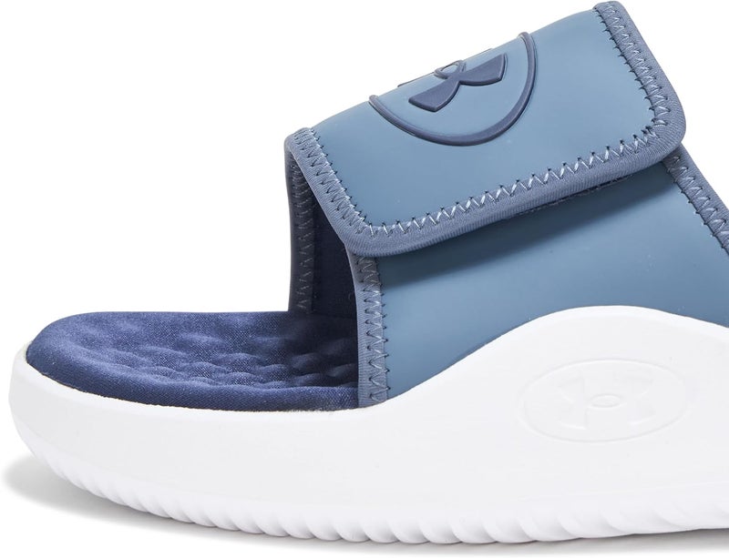 Under Armour Men's Ignite Pro 8 Slide Sandal - Downpour Gray/White/Midnight Navy - Image 4