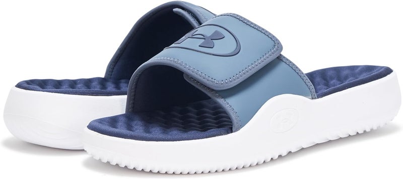 Under Armour Men's Ignite Pro 8 Slide Sandal - Downpour Gray/White/Midnight Navy - Image 3