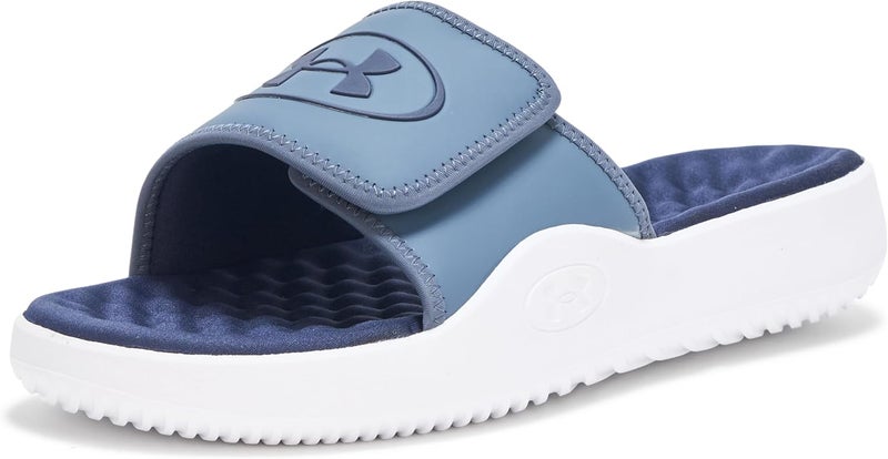 Under Armour Men's Ignite Pro 8 Slide Sandal - Downpour Gray/White/Midnight Navy - Image 1