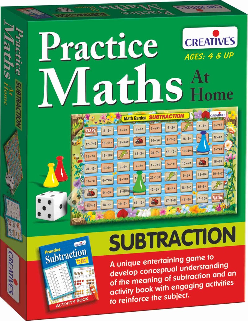 Creative's Practice Maths at Home - Subtraction | Mathematic Game | Math Educational Board with Activity Guide Book for 4 & Up Kids - Image 5