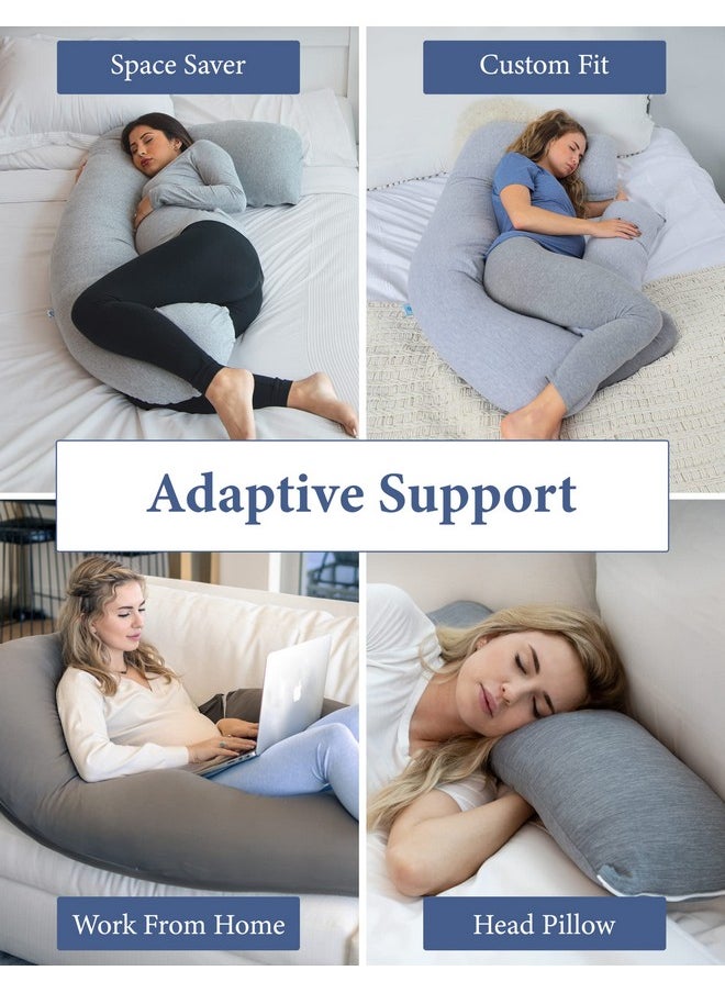 PharMeDoc - Pregnancy Pillows, U-Shape Full Body Pillow - Removable Cooling Cover -Dark Grey - Pregnancy Pillows For Sleeping - Body Pillows For Adults, Maternity Pillow And Pregnancy Must Haves - Image 1