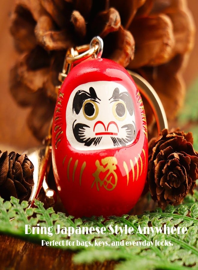 kcrygogo Japanese Style Daruma Keychain - Fortune Bell Charm, Wish Keyring for Christmas or New Year, Purse Accessory - Hand-Painted Lucky Mascot - Image 4