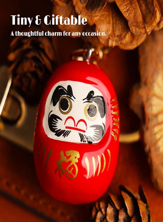 kcrygogo Japanese Style Daruma Keychain - Fortune Bell Charm, Wish Keyring for Christmas or New Year, Purse Accessory - Hand-Painted Lucky Mascot - Image 3