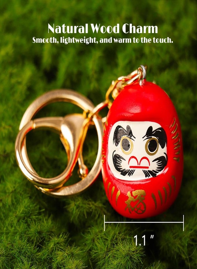 kcrygogo Japanese Style Daruma Keychain - Fortune Bell Charm, Wish Keyring for Christmas or New Year, Purse Accessory - Hand-Painted Lucky Mascot - Image 2