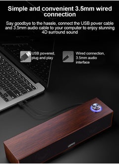 LEERFEI Wooden Bluetooth Subwoofer Computer Speakers,Bluetooth and USB Wired Desktop PC Speakers for Phone/Tablet/Notebook/PC  - Image 3