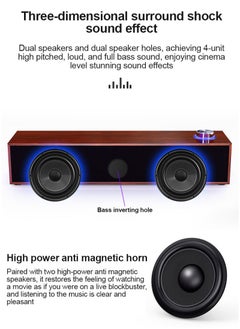 LEERFEI Wooden Bluetooth Subwoofer Computer Speakers,Bluetooth and USB Wired Desktop PC Speakers for Phone/Tablet/Notebook/PC  - Image 4