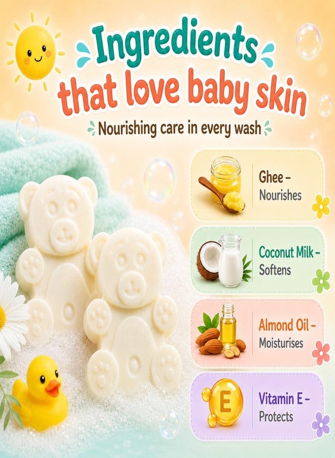 Puddles Baby Soap Pack of 2 (180g) | Gentle Baby Bath Soap with Ghee, Coconut Milk, Almond Oil & Vitamin E | Moisturising & Mild Daily Cleansing Bar for Babies - Image 2