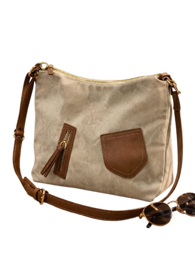 Spacious Canvas Shoulder Bag