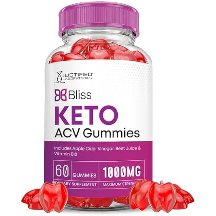 Justified Laboratories Bliss Keto ACV Gummies Advanced Formula 1000MG Bliss Keto Gummies Apple Cider Vinegar Boost Formulated with Pomegranate Beet Juice Powder B12 Vegan Non GMO 60 Gummys - Image 1
