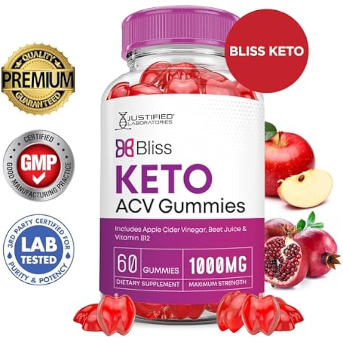 Justified Laboratories Bliss Keto ACV Gummies Advanced Formula 1000MG Bliss Keto Gummies Apple Cider Vinegar Boost Formulated with Pomegranate Beet Juice Powder B12 Vegan Non GMO 60 Gummys - Image 3