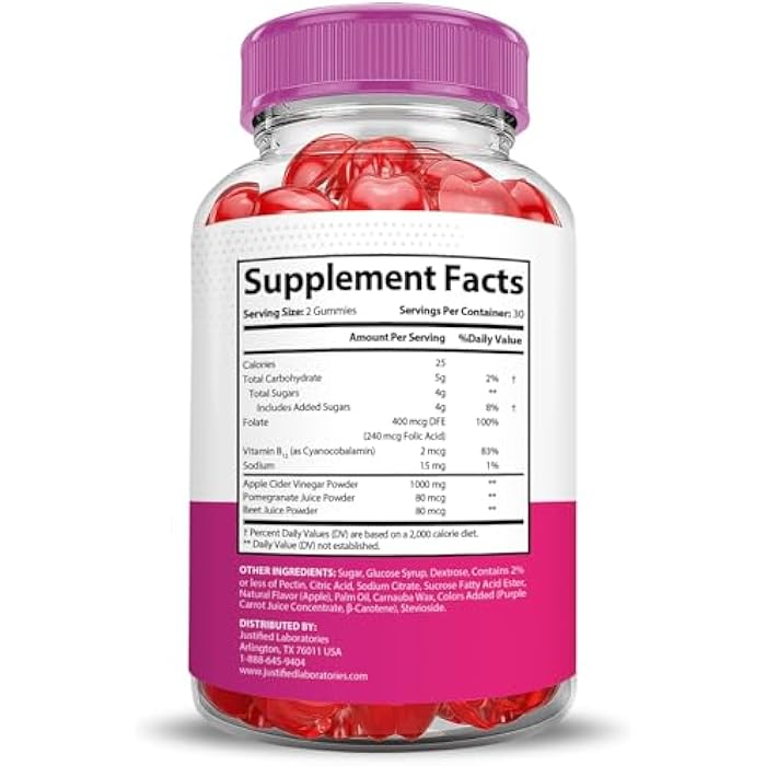 Justified Laboratories Bliss Keto ACV Gummies Advanced Formula 1000MG Bliss Keto Gummies Apple Cider Vinegar Boost Formulated with Pomegranate Beet Juice Powder B12 Vegan Non GMO 60 Gummys - Image 2