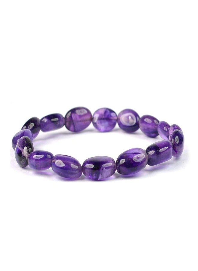 Crystu Natural Certified Amethyst Bracelet Crystal Stone Oval Bead Bracelet for Reiki Healing and Crystal Healing Stones (Color : Purple) - Image 2