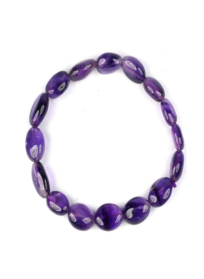 Crystu Natural Certified Amethyst Bracelet Crystal Stone Oval Bead Bracelet for Reiki Healing and Crystal Healing Stones (Color : Purple) - Image 5