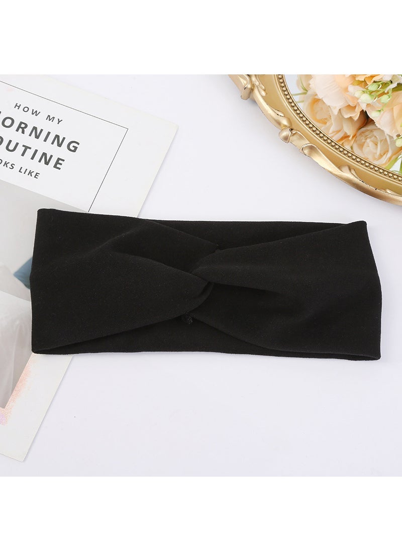 Generic Velvet Cross Ladies Hairband Breathable Elastic Sweatband Black 