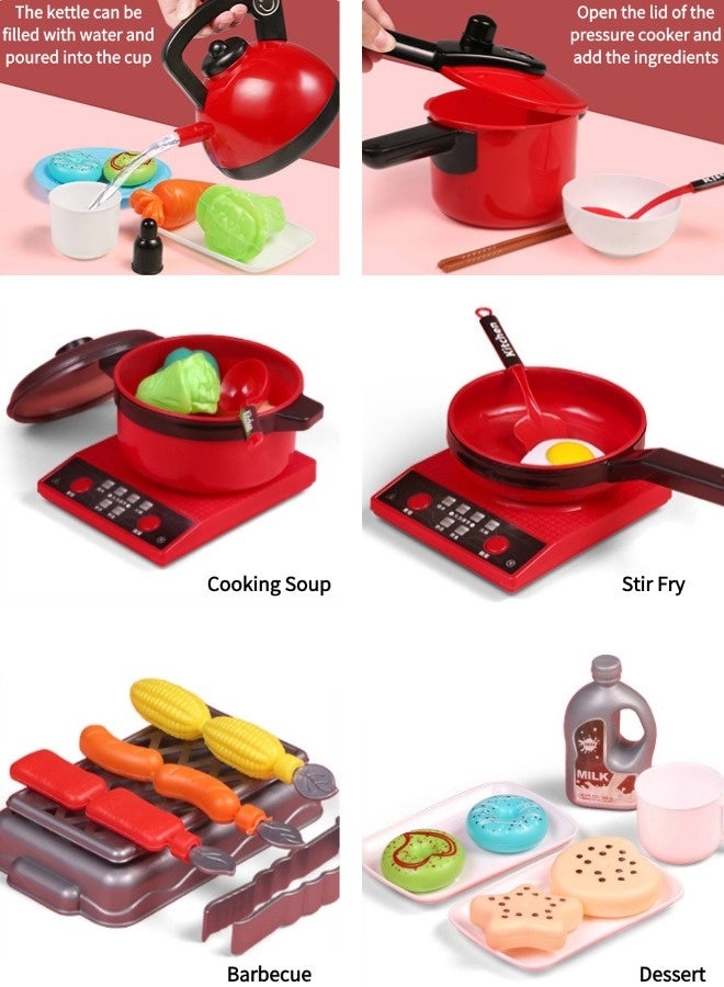 جني ثروة مجموعة ألعاب مطبخ للأطفال مكونة من 54 قطعة، مجموعة ألعاب التمثيل للأولاد والبنات، لعبة تقطيع الفاكهة، لعبة الطبخ المحاكاة - Image 3