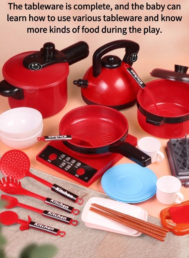 جني ثروة مجموعة ألعاب مطبخ للأطفال مكونة من 54 قطعة، مجموعة ألعاب التمثيل للأولاد والبنات، لعبة تقطيع الفاكهة، لعبة الطبخ المحاكاة - Image 5