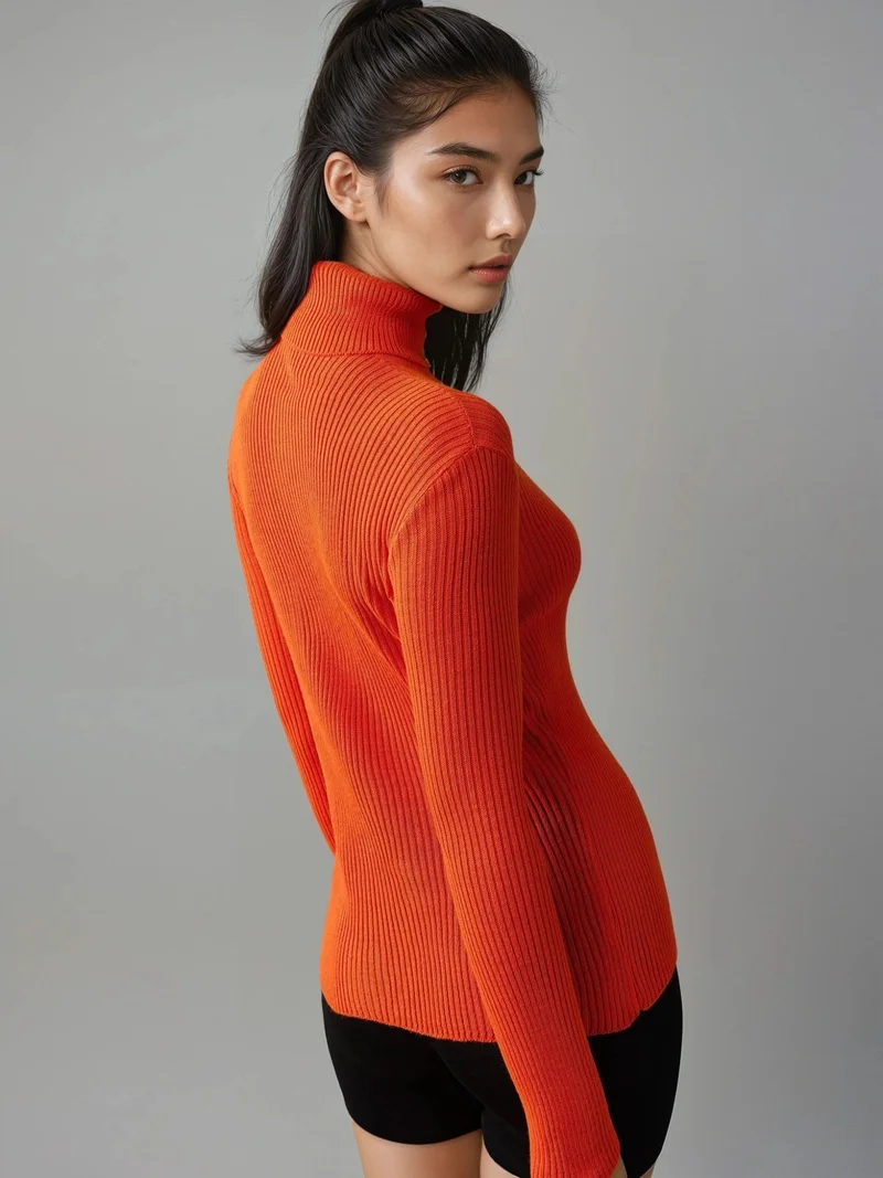 MY FASHION MY FASHION Fitted Textured Turtleneck Sweater