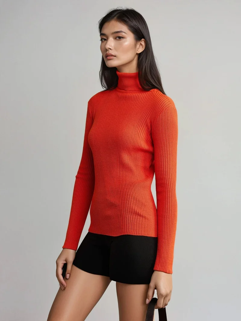 MY FASHION Fitted Textured Turtleneck Sweater