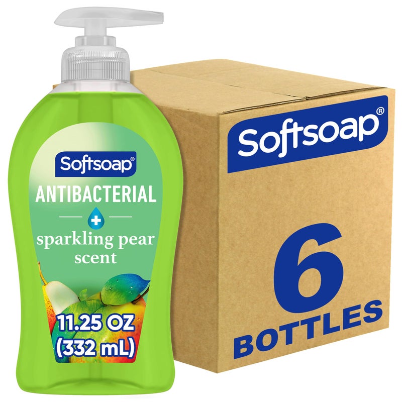 Softsoap Antibacterial Liquid Hand Soap, Gentle Clean, Sparkling Pear Scent Hand Soap, 11.25 Ounce, 6 Pack - Image 1